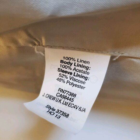 J.CREW Womens Sz 2 Schoolboy Blazer 100% Linen Beige Tan Academia Preppy Spring - Picture 8 of 10